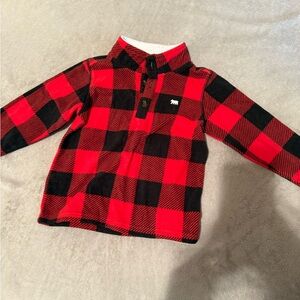 Carter's Red and Black Button Down Shirt Buffalo Plaid